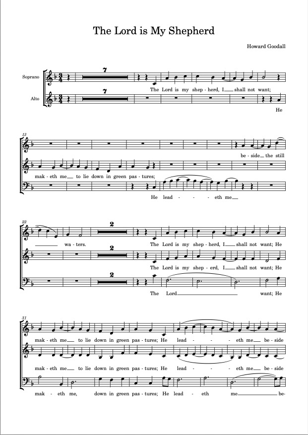 The Lord is My Shepherd by Howard Goodall – Lewes Voice Works